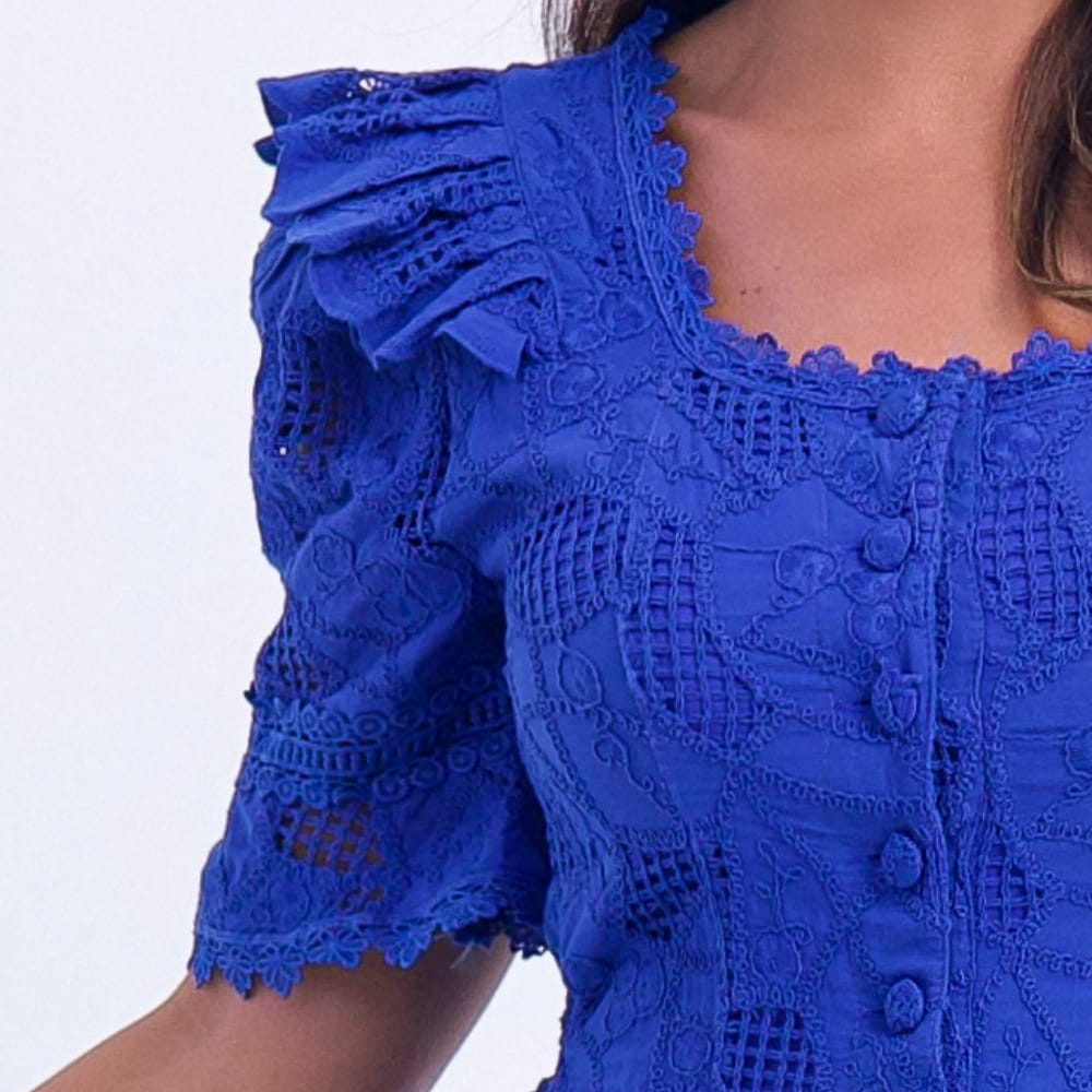 Vestido Feminino Midi Renda Azul Emily - FL17