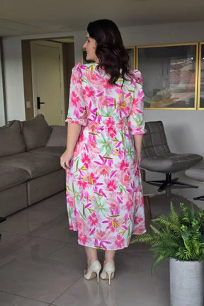 Vestido Lorena Floral em Crepe Georgette