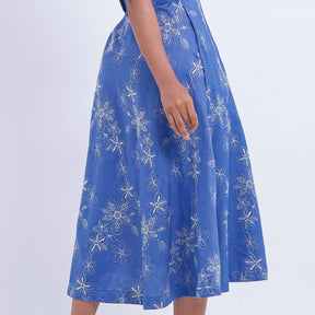 Vestido Feminino Midi Floral Azul Antonella - FL19