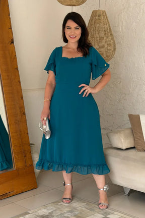 Vestido Jade Verde em Chiffon Premium