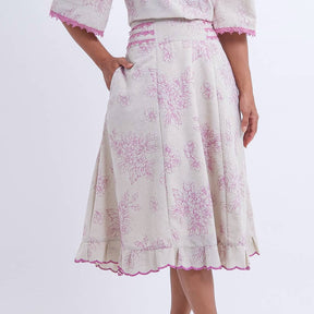 Conjunto Feminino Midi Bordado Lilás Luana - FL12