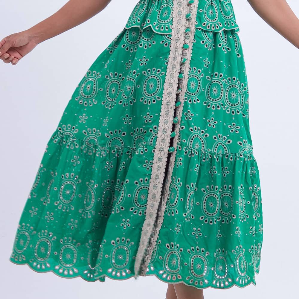 Vestido Feminino Verde com Renda Tiffany - FL14