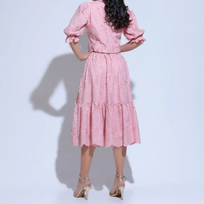 Conjunto Feminino Richelieu 3D Rosa Bordado Luma - FL22