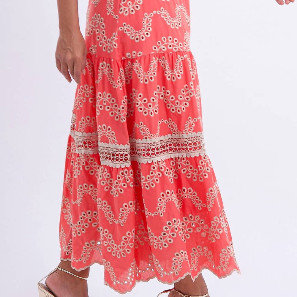 Vestido Feminino Bordado Coral Rosana - FL03