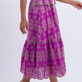 Vestido Feminino Midi Roxo com Renda Tiffany - FL13