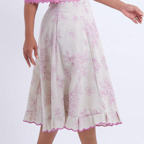 Conjunto Feminino Midi Bordado Lilás Luana - FL12