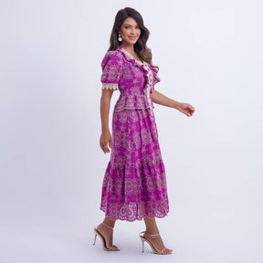 Vestido Feminino Midi Roxo com Renda Tiffany - FL13