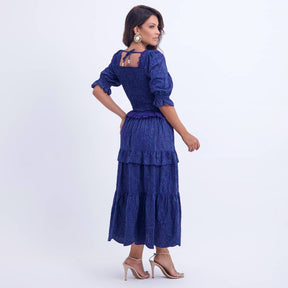 Vestido Feminino Bordado Violeta Estilo Godê Natália - FL18