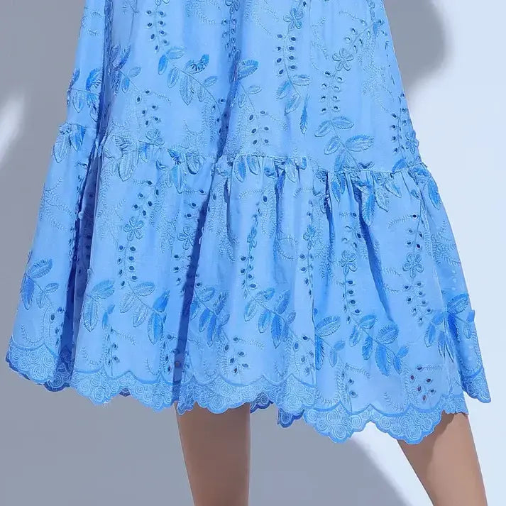 Conjunto Feminino Richelieu 3D Azul Bordado Luma - FL25